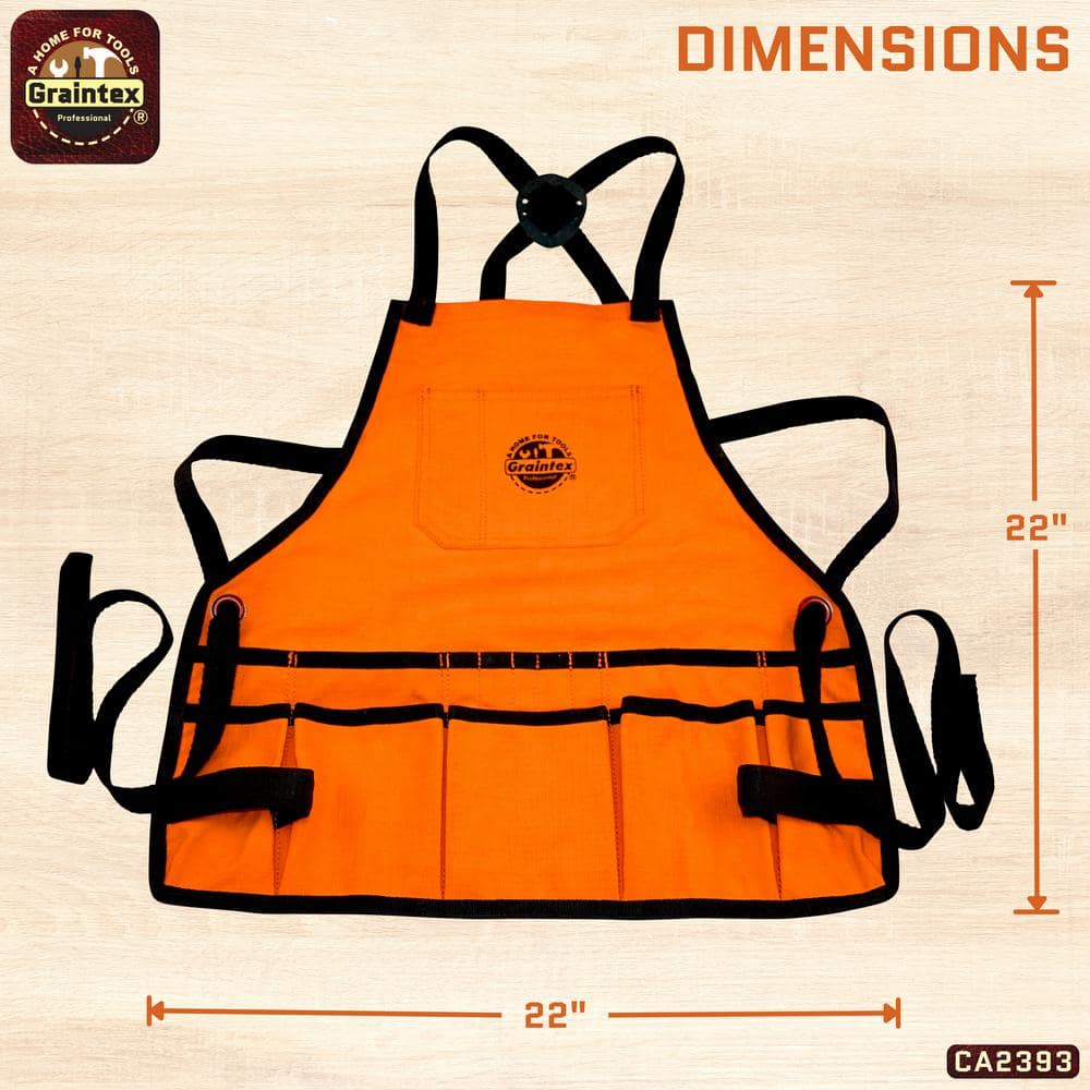 16-Pocket Rip-Stop Canvas Black Bib Apron - Hercitys