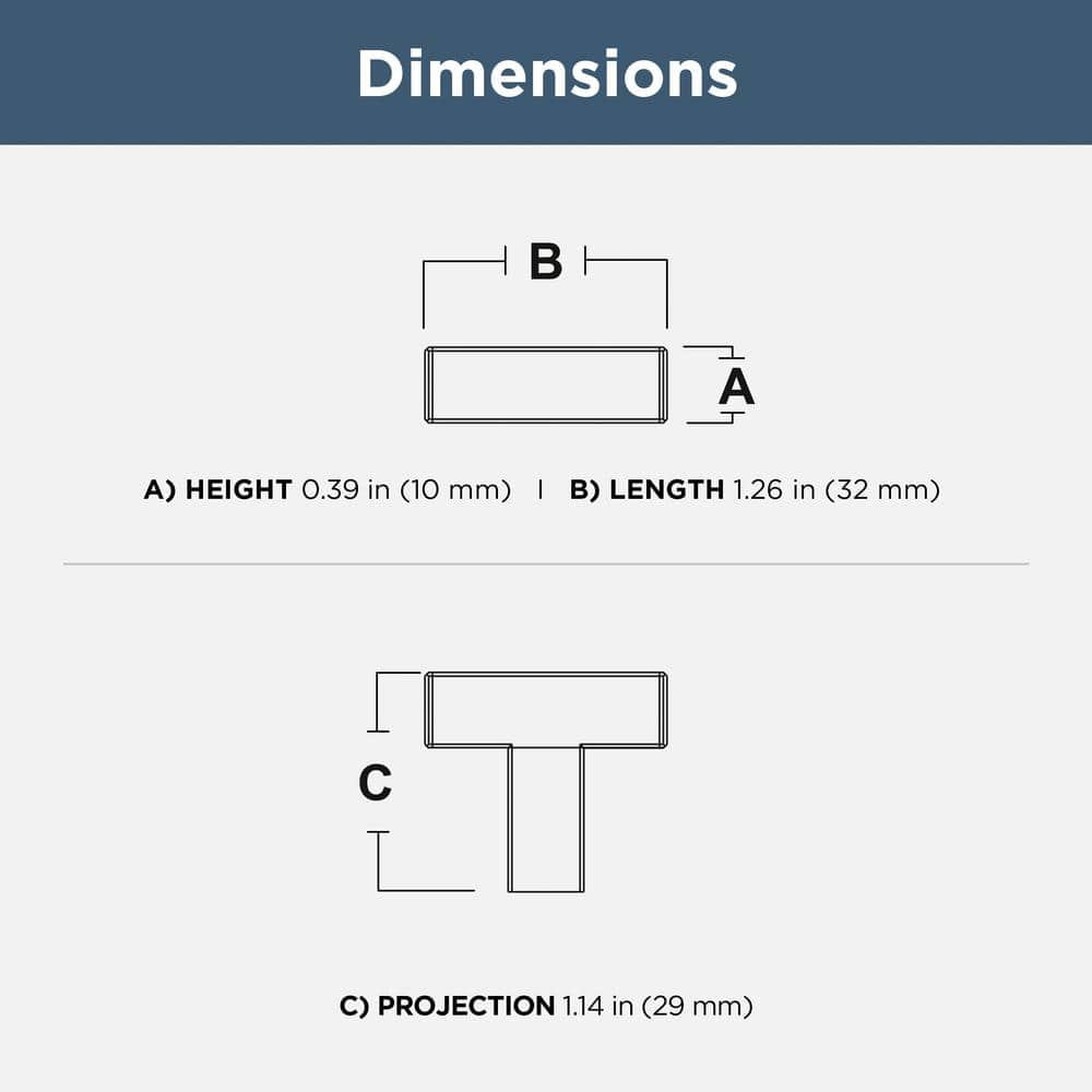 (30-Pack) Simple Modern Square 1-1/4 in. (32 mm) Modern Satin Gold T-Shaped Bar Cabinet Knobs - Hercitys