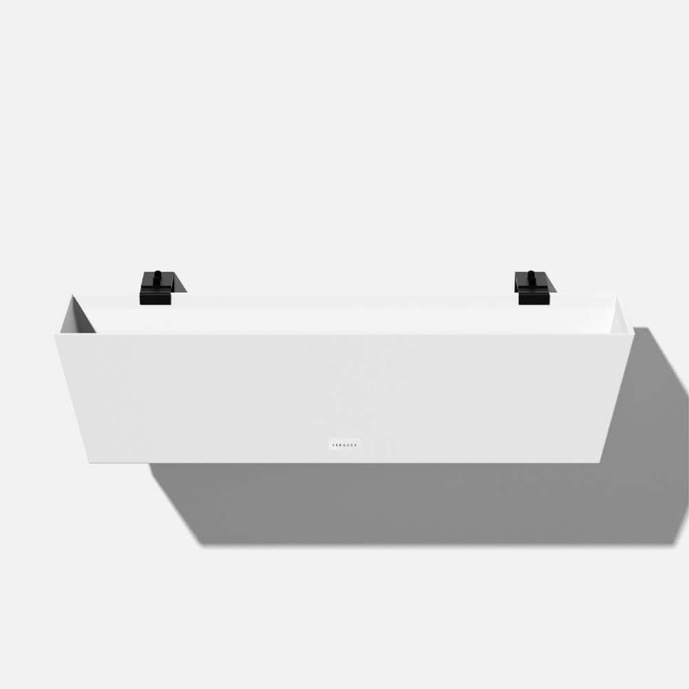 36 in. x 10 in. White Plastic Railing Window Box - Hercitys