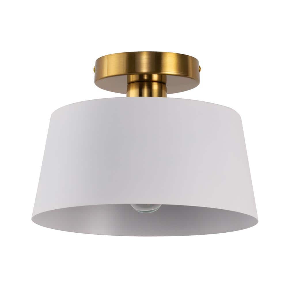10 in. 1-Light White Bell Semi-Flush Mount for Foyer, Kitchen, E26 Base (2-Pack) - Hercitys