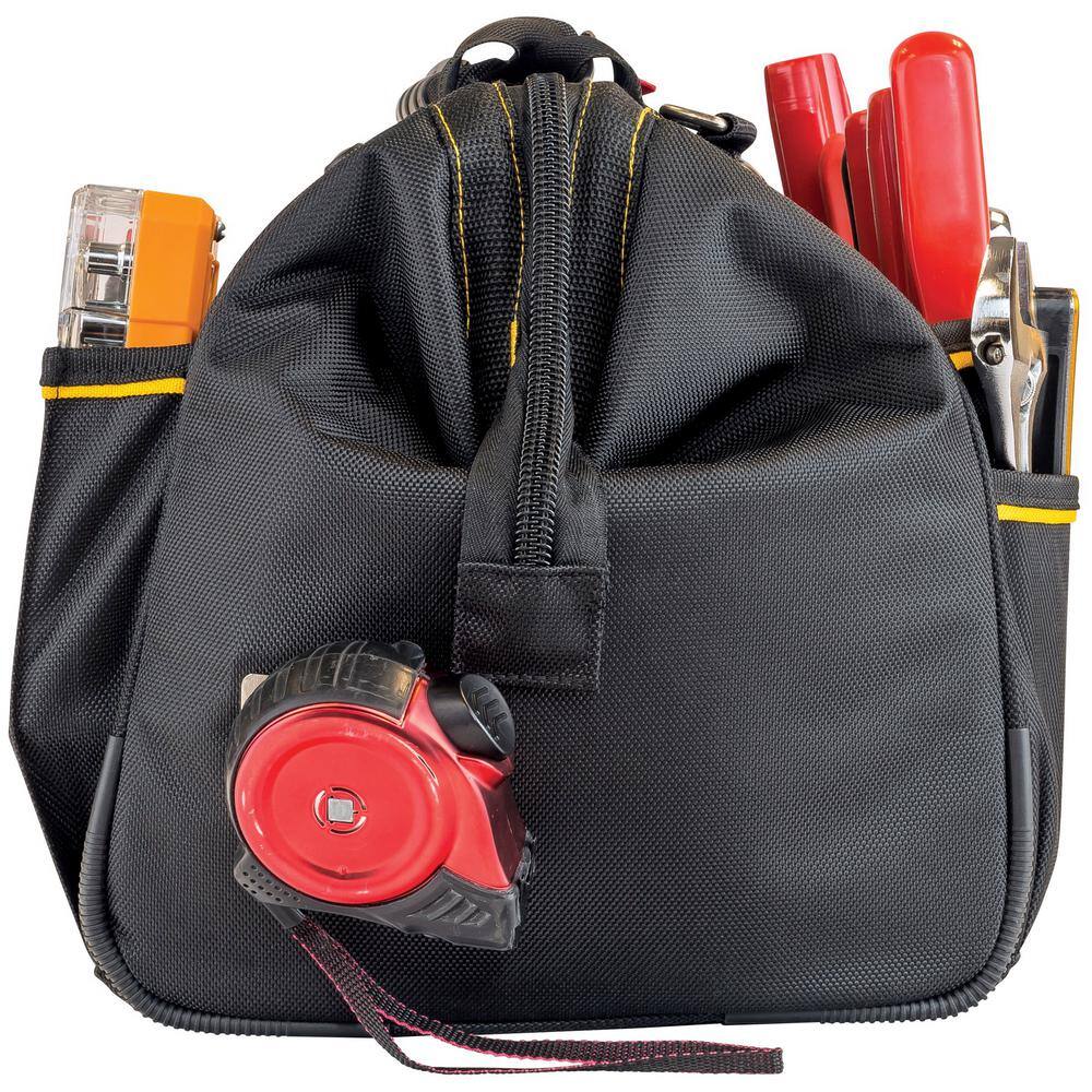 16 in. 18-Pocket Pro Wide Mouth Tool Bag in Black - Hercitys