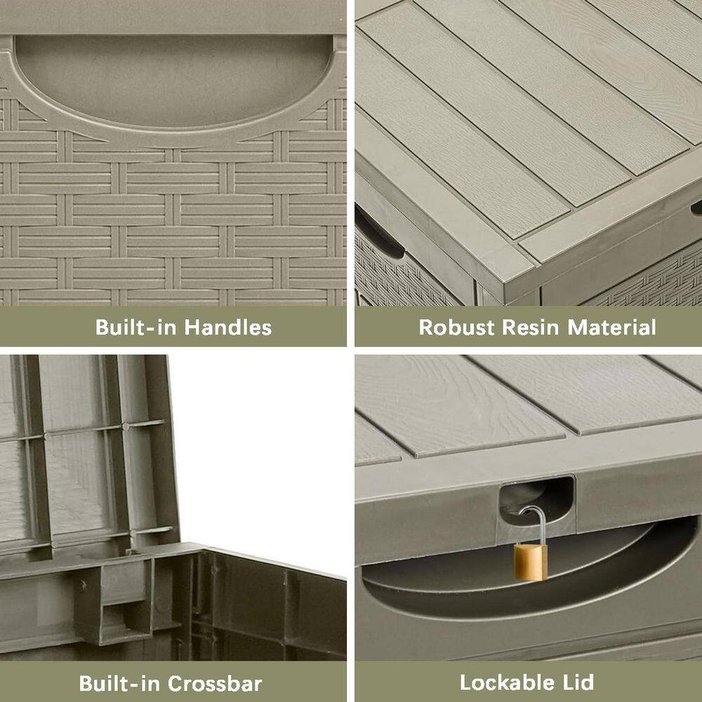 33 Gal. Khaki Resin Deck Box with Lockable Lid - Hercitys