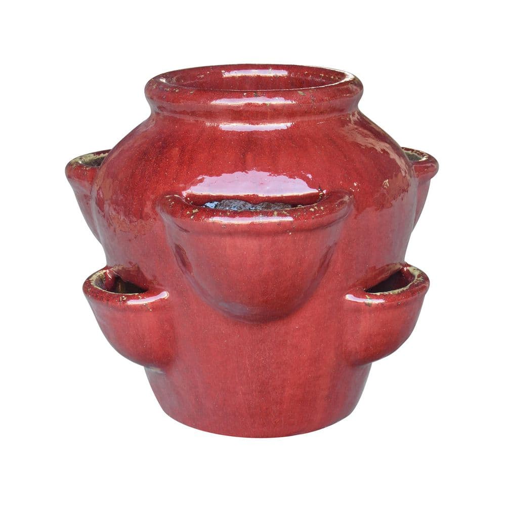 14.5 x 7 x 12 Oxblood Decorative 21Qt Strawberry Jar - Hercitys