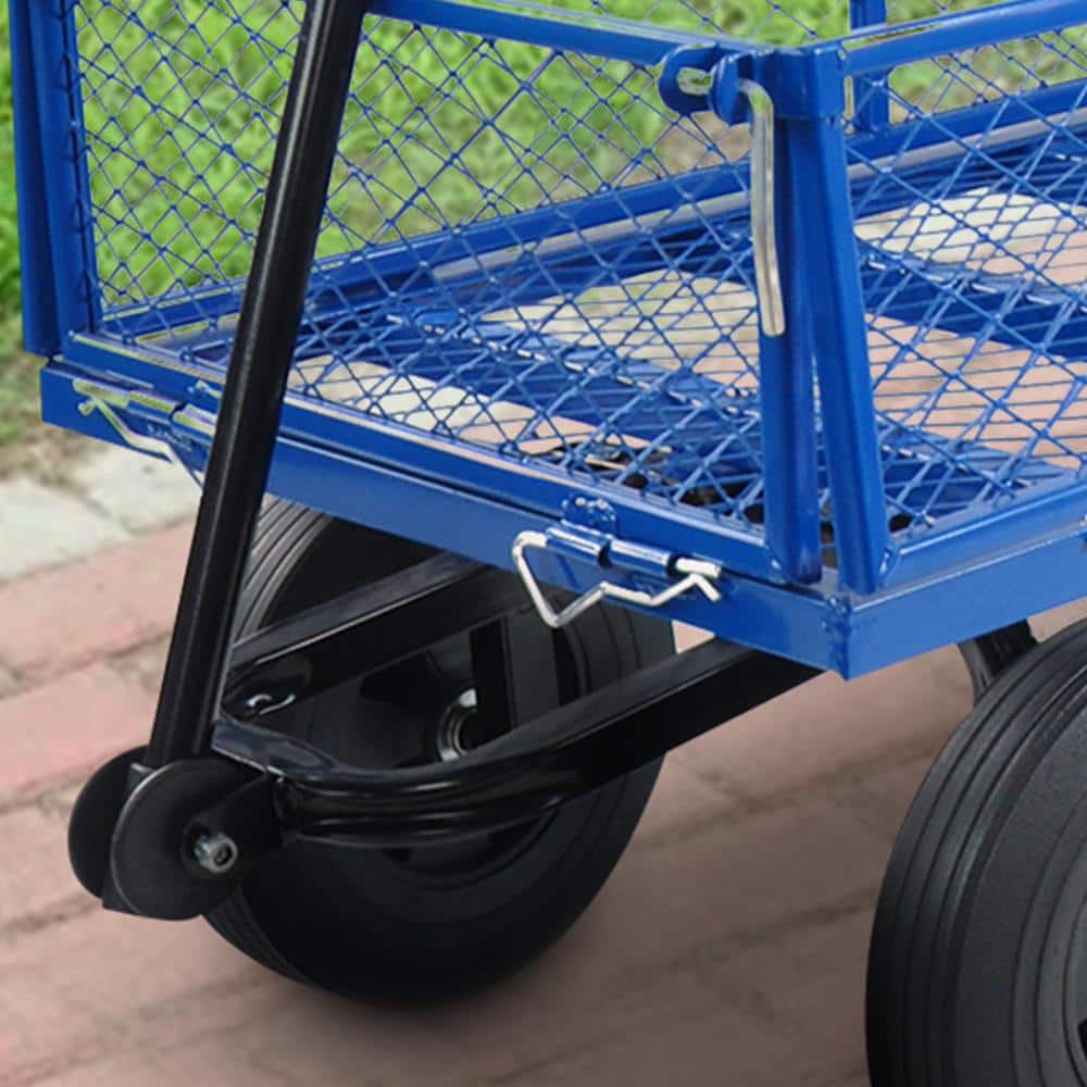 3.53 cu. ft. 550 lbs. Steel Wagon Garden Cart with Solid Tires in Blue - Hercitys