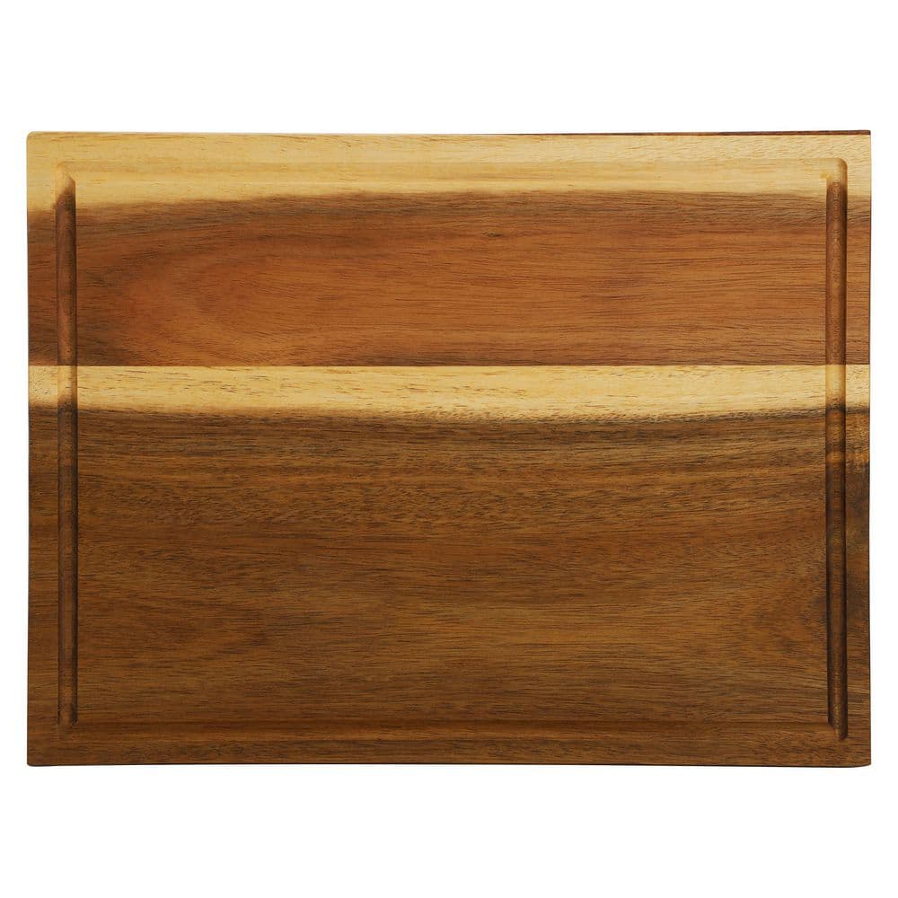 15.5 x 12 Inch Acacia Wood 1.5 Inch Thick Carving and Cutting Board with Juice Groove - Hercitys