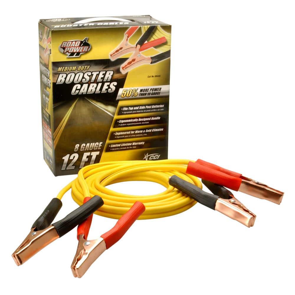 12 ft. 8-Gauge 200 Amp Yellow Booster Cables - Hercitys