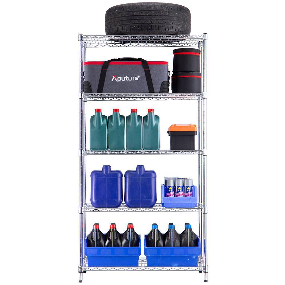 5 Tier Commercial Chrome Shelving Unit 18 in. x 36 in. x 72 in. - Hercitys