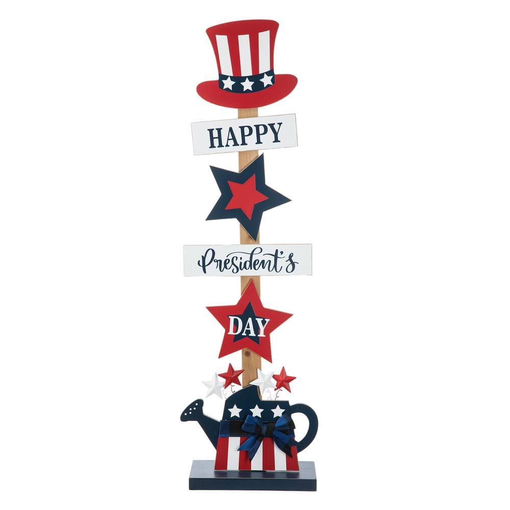 35.75 in. H Patriotic/Americana Wooden Top Hat Porch Sign (KD) - Hercitys