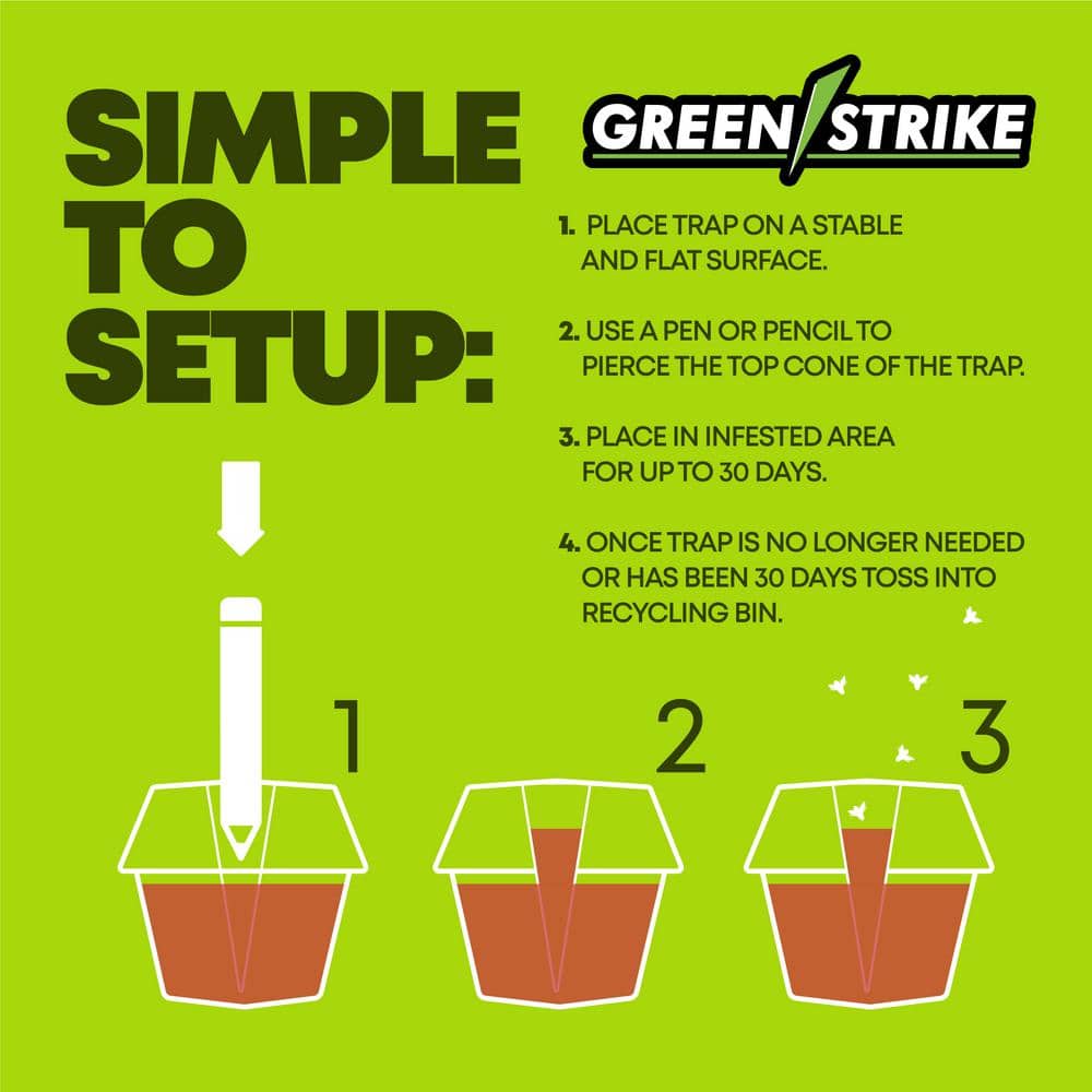 2-Piece Green Strike 60004 Fruit Fly Trap Prefilled Fruit Fly (4-Pack) - Hercitys