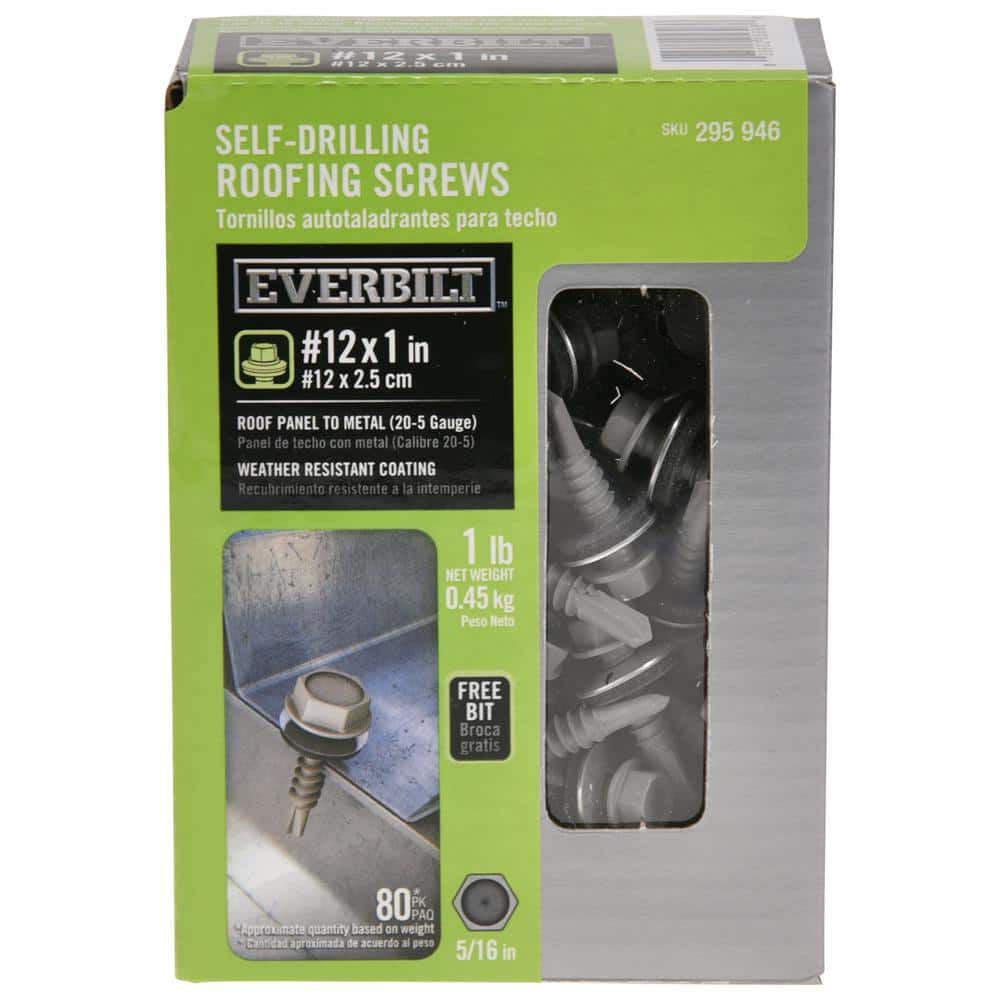 3-Pack #12 x 1 in. Flange Hex Head Hex Drive Self-Drilling Screw with Neoprene Washer (3 lb / 240-Piece) - Hercitys