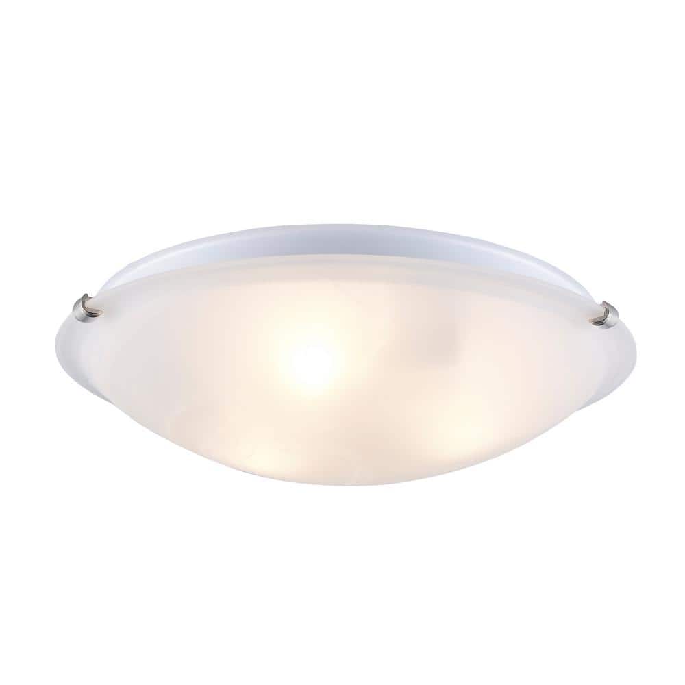 20 in. 4-Light Brushed Nickel Flush Mount Ceiling Light Fixture with Marbleized Glass Shade - Hercitys