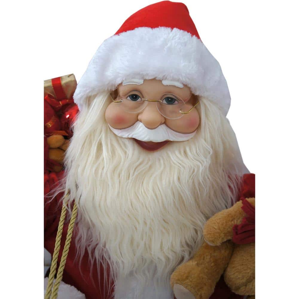 28 in. Christmas Animated Santa Claus in Sleigh with Music, Lights and Motion - Hercitys