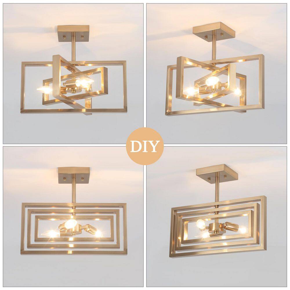 15.8 in. 3-Light Brass Semi- Flush Mount - Hercitys