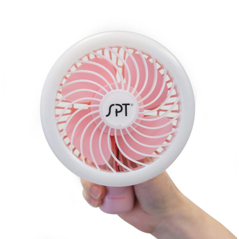 4.75 in. Handheld LED Personal Fan in Pink - Hercitys