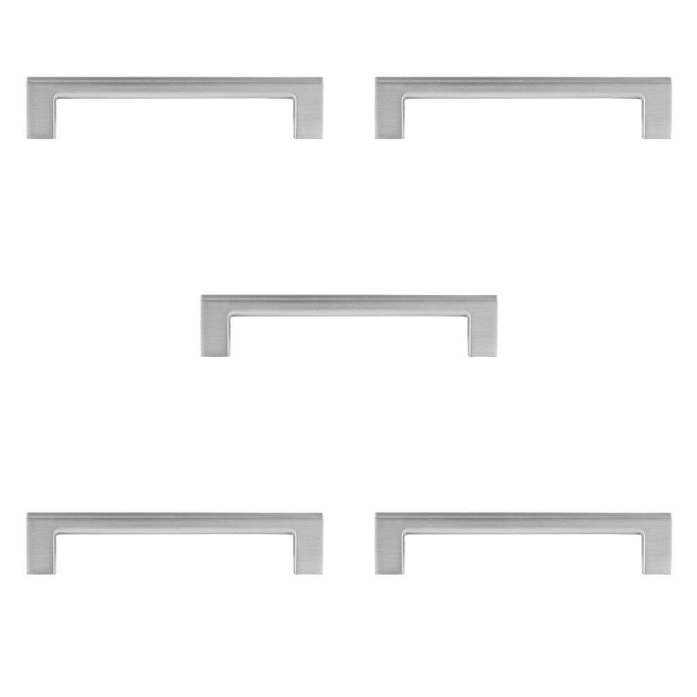 5-Pack Vail 6 in. (152 mm) Center-to-Center Modern Satin Nickel Bar Drawer Pull - Hercitys