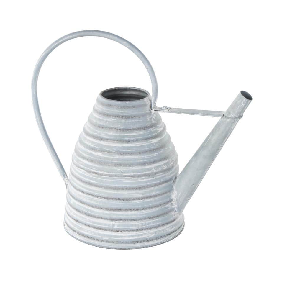 12 x 14 x 7 in. Medium Gray Metal Watering Can Beehive Shaped Watering Can Planter with Large Loop Handle - Hercitys