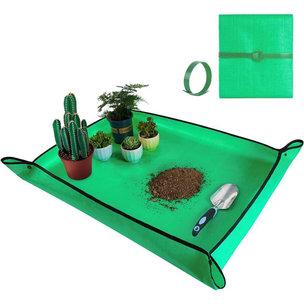 31.5 in. W x 39.5 in. D x 31.5 in. H Polyethylene Green Large Repotting Portable Mat & Mess Control for Greenhouse - Hercitys