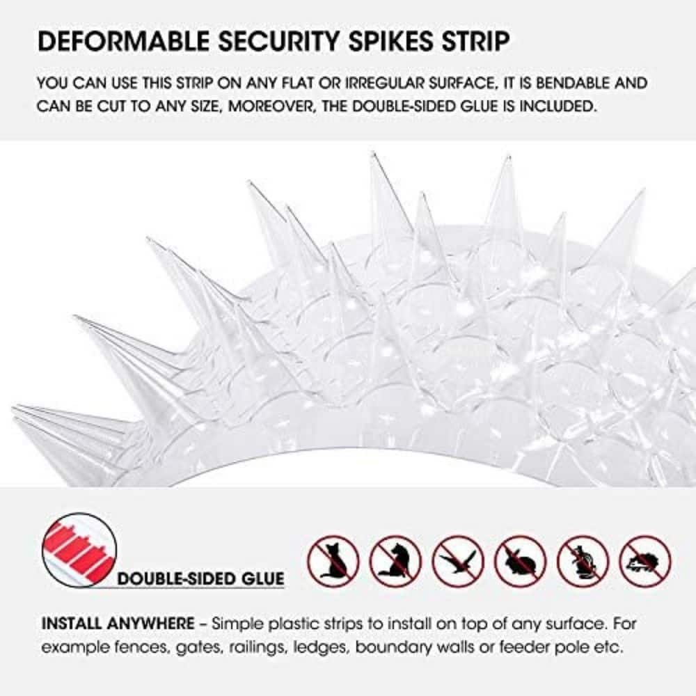 20-Pack Bird Spikes Plastic Bird Deterrent Spikes Bird Nest Preventer Keep Cats/Dogs Away Plastic Mats with Spikes - Hercitys