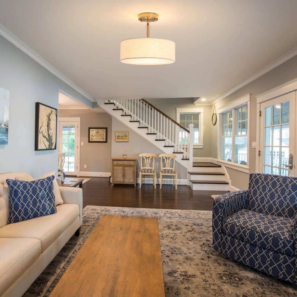 12.6 in. 3-Light Gold Farmhouse Drum Semi-Flush Mount Light with Linen Cover - Hercitys