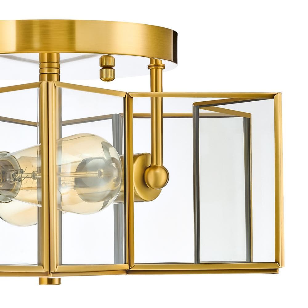 13.3 in. 2-Light Gold Flush Mount with Star Glass Shade - Hercitys