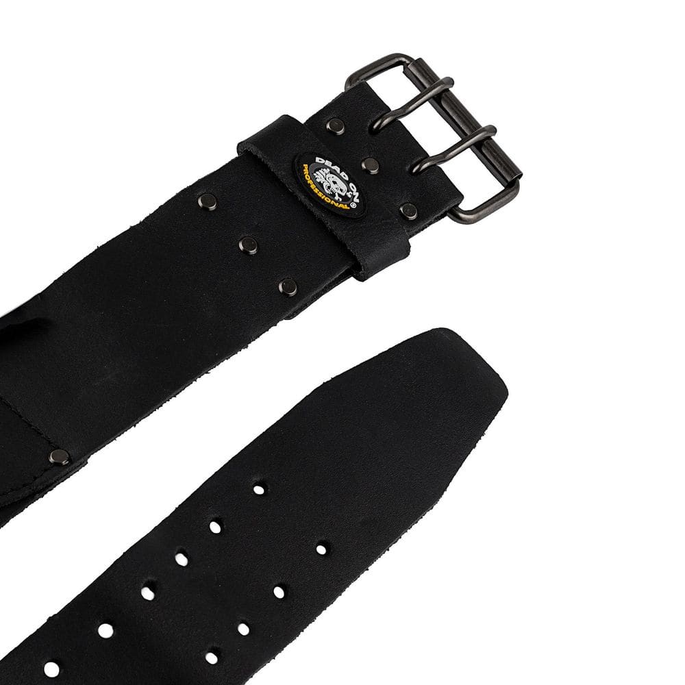 3 in. Wide Oil Tan Tool Belt in Black Saddle Leather with Double Tongue Roller Buckle - Hercitys