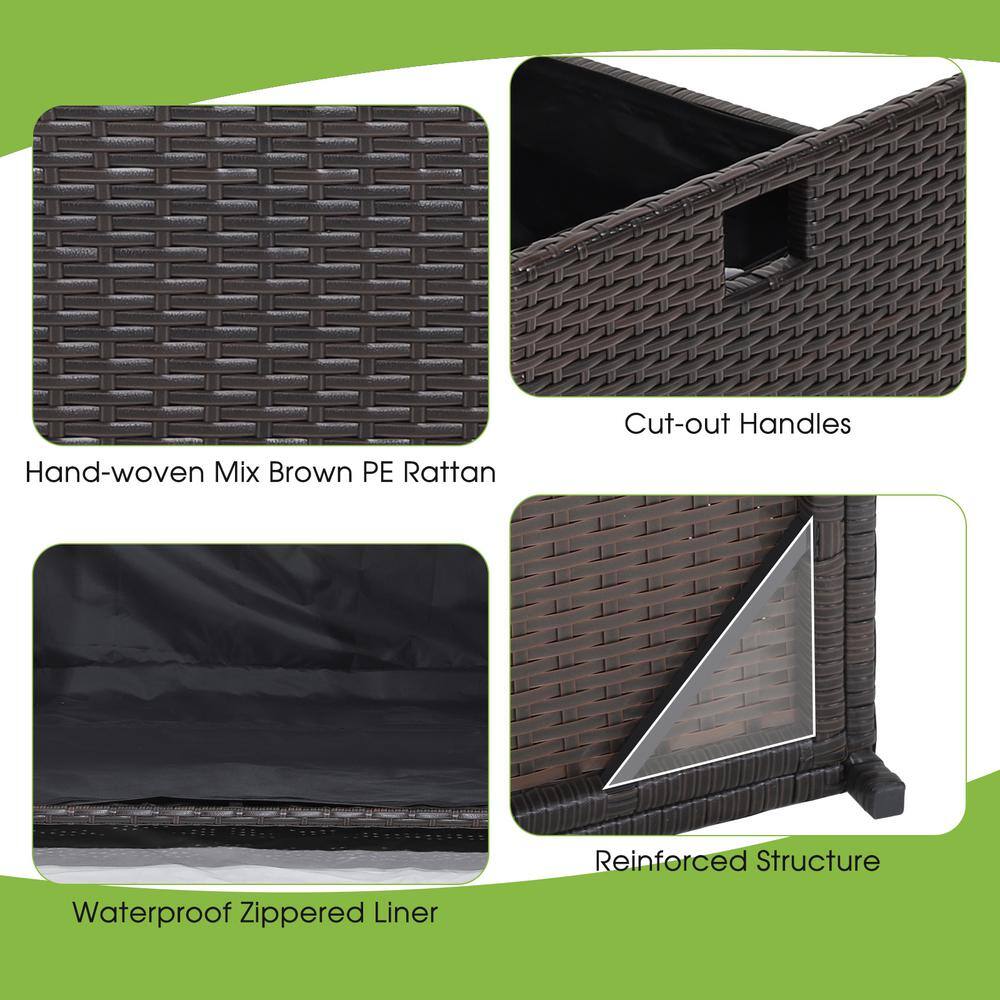 34 Gal. PE Rattan Deck Box with Seat Cushion - Hercitys