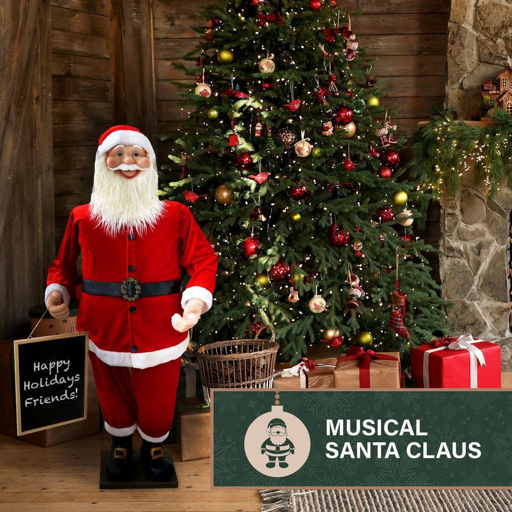 58 in. Musical Christmas Santa Claus Holding a Chalkboard - Hercitys