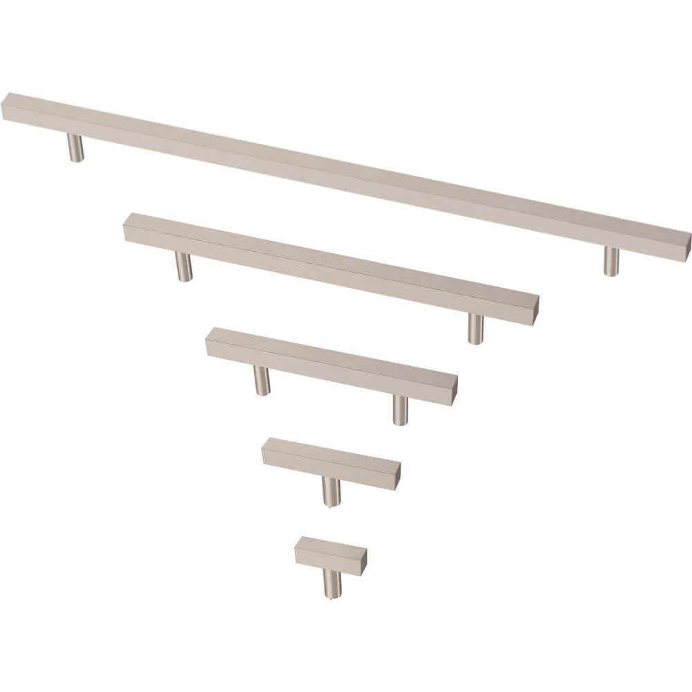 10-Pack Simple Square Bar 6-5/16 in. (160 mm) Modern Cabinet Drawer Pulls in Stainless Steel - Hercitys
