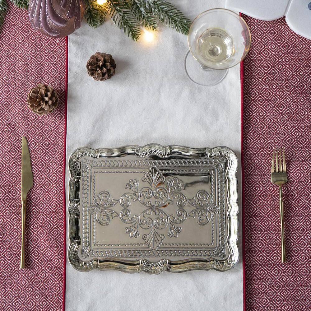 11.8 in. x 9.1 in. Gold Plastic Charger Plate (Set of 6) - Hercitys