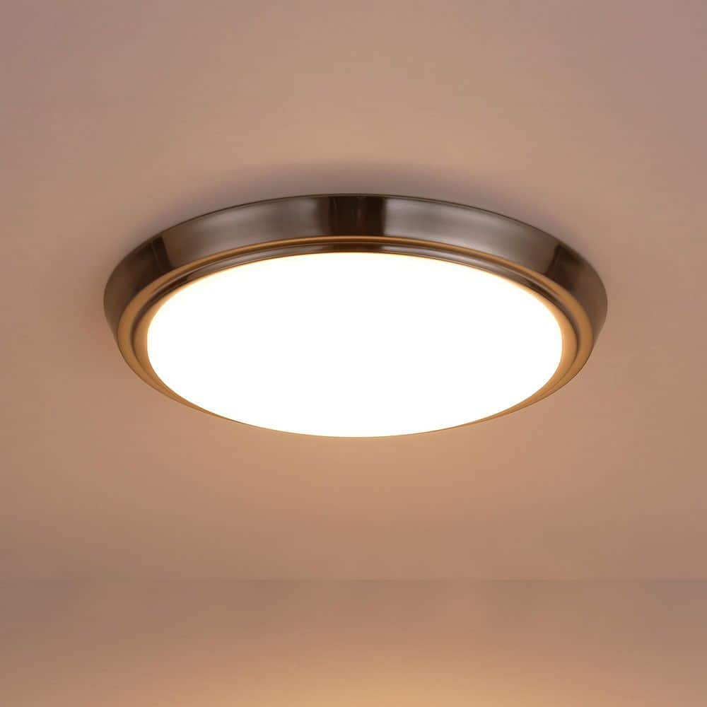 1-Light Brushed Nickel Selectable LED Flush Mount Ceiling Light - Hercitys
