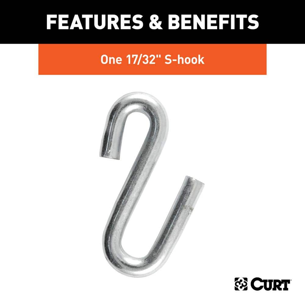 27″ Safety Chain with 1 S-Hook (7,000 lbs., Clear Zinc) - Hercitys