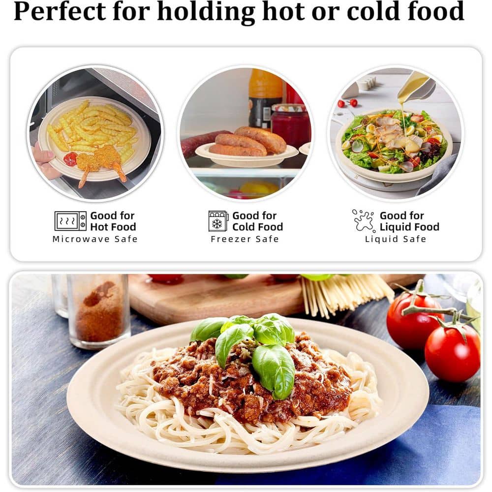 50 Pack 14 in. Biodegradable Crawfish Trays, Heavy Duty Compostable Serving Platters - Hercitys