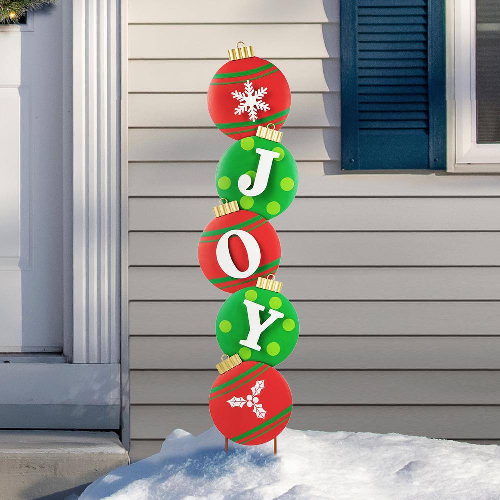 42 in. H Metal JOY Ornament Christmas Yard Decor Yard Stake or Wall Decor - Hercitys