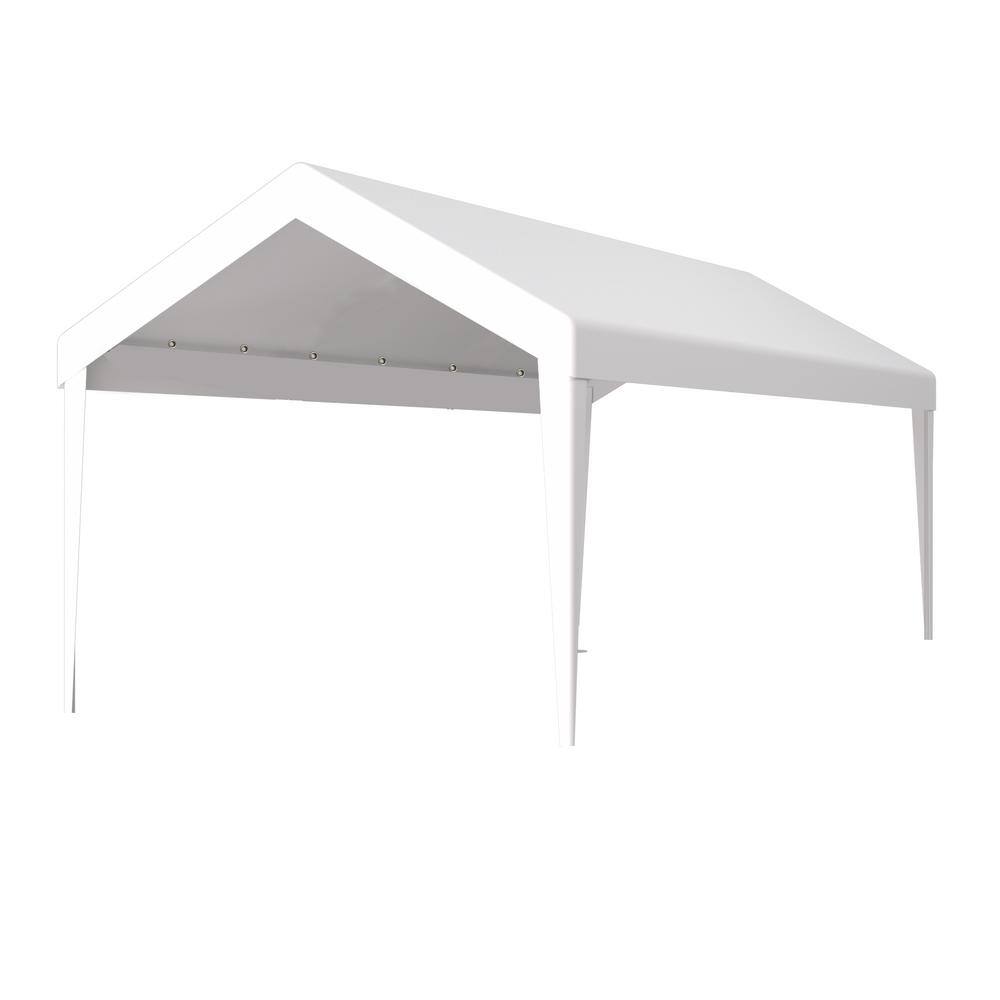 20 ft. W x 12 ft. D x 9.7 ft. H White Carport Replacement Canopy Cover, Waterproof Tarp with 76 Elastic Buckles - Hercitys