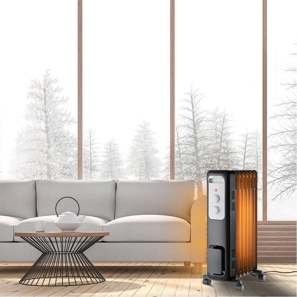 1,500-Watt Oil-Filled Radiant Electric Space Heater with Thermostat - Hercitys
