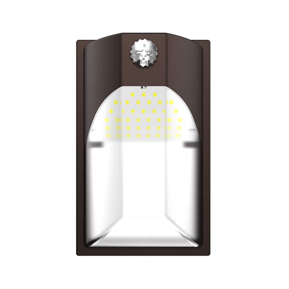 150- Watt Equivalent, Integrated LED, Bronze Finish, Dusk to Dawn Mini Wall Pack Light, Selectable CCT 3000K/4000K/5000K - Hercitys