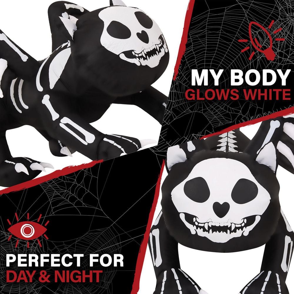 5.9 ft. Long Inflatable Pre-Lit Skeleton Cat - Hercitys