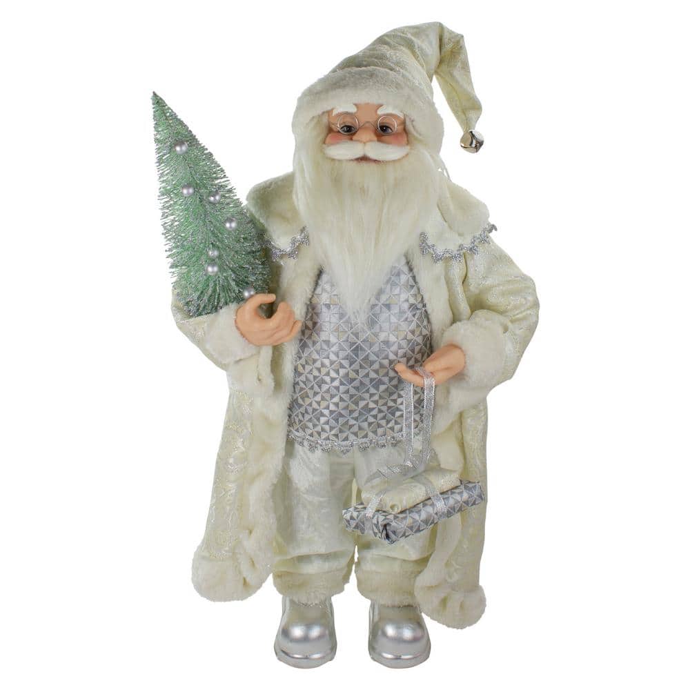 2 ft. Standing Santa Christmas Figure Carrying a Green Pine Tree - Hercitys
