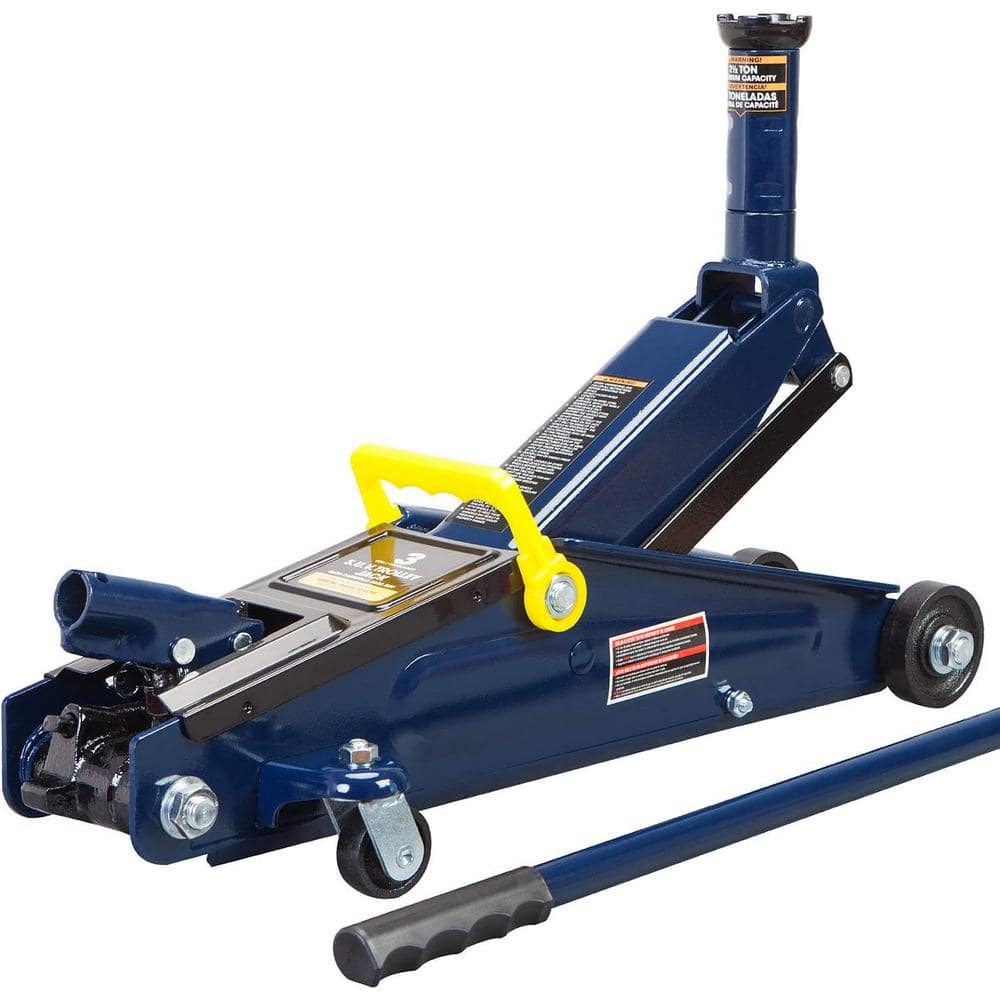 3-Ton Hydraulic Trolley Floor Jack with Extra Saddle, Blue - Hercitys