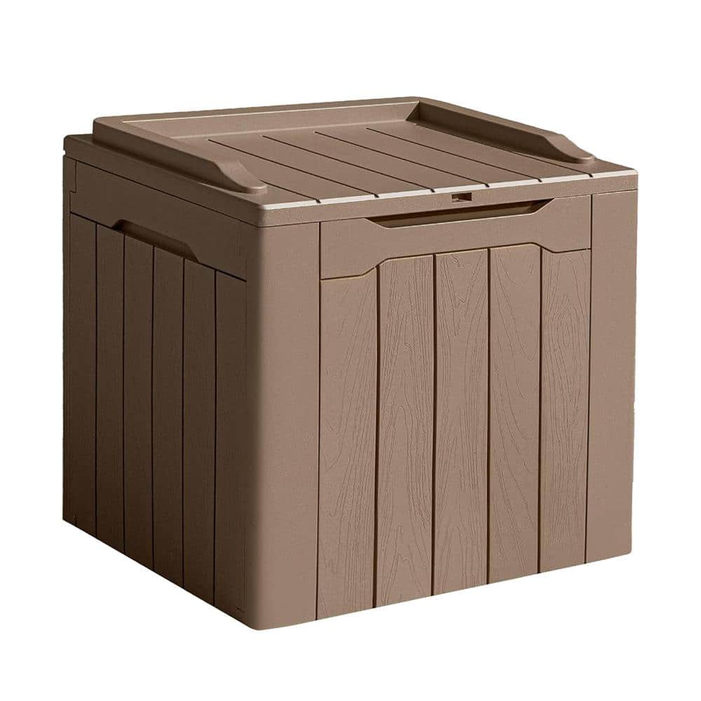 31 Gal. Light Brown Waterproof Resin Deck Box with Lockable Lid - Hercitys