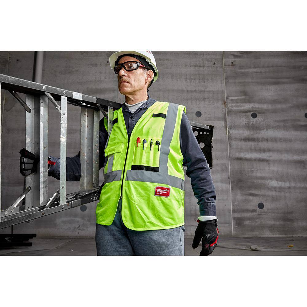 4X-Large/5X-Large Yellow Class 2-High Visibility Safety Vest with 10-Pockets (2-Pack) - Hercitys