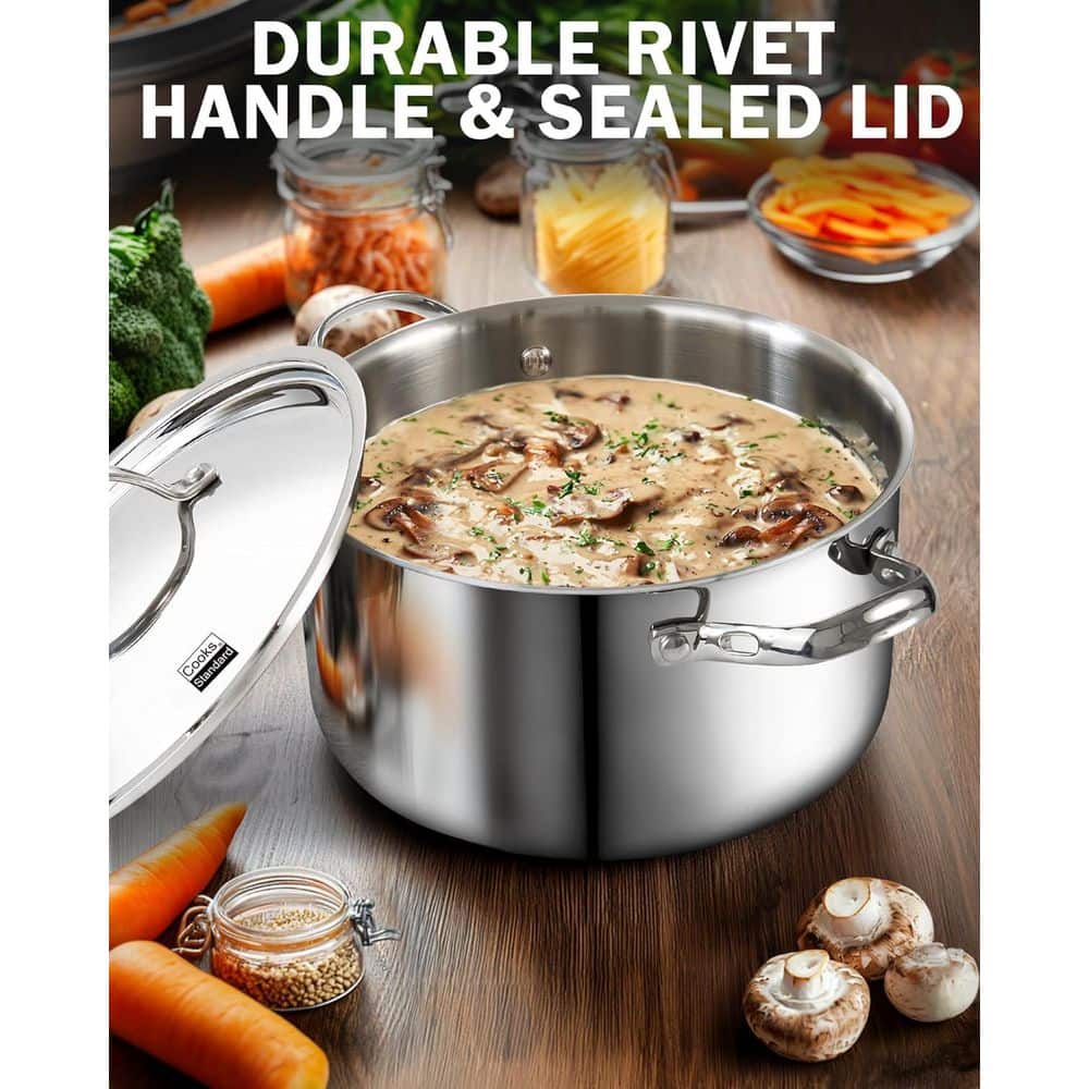12-qt. Multi-Ply Clad Stainless Steel Stock Pot with Lid - Hercitys