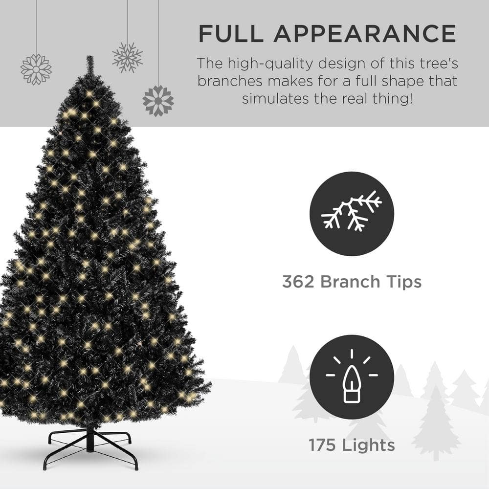 4.5 ft. Black Pre-Lit Artificial Christmas Tree with 175-Warm White Lights - Hercitys