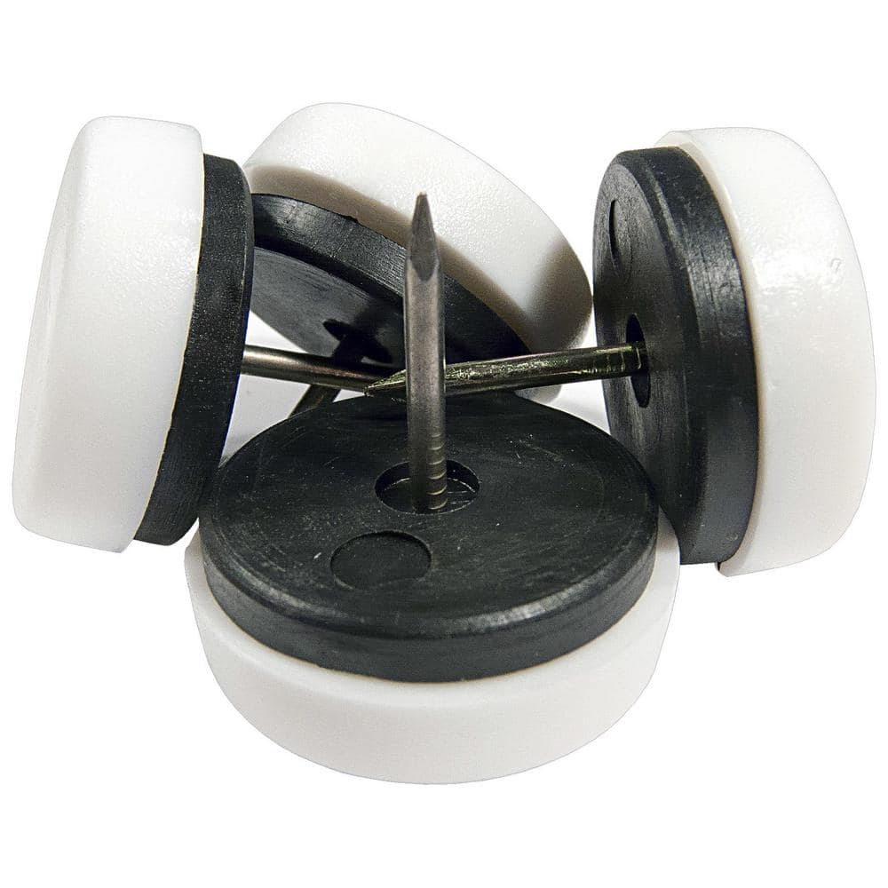 (60-Pack) 1-1/16 in. Black and White Base Nail-On Glides - Hercitys