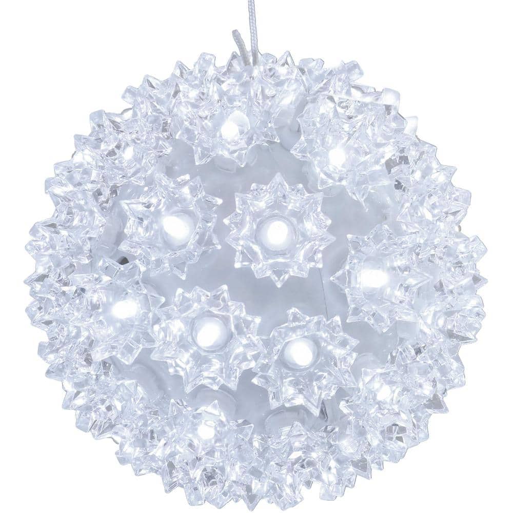 5 in. Indoor/Outdoor Lighted Ball Hanging Decor – White - Hercitys