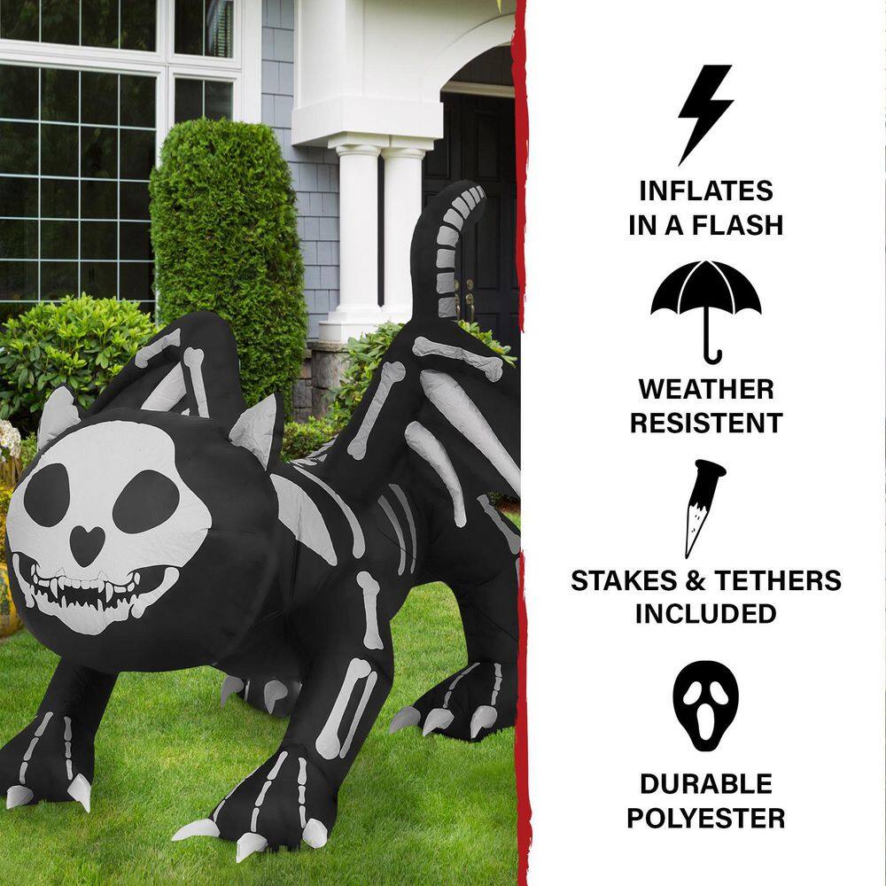 5.9 ft. Long Inflatable Pre-Lit Skeleton Cat - Hercitys