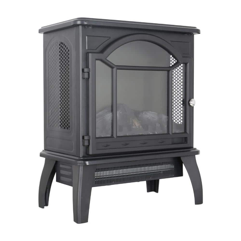 1500-Watt Antique Black 3D Electric Infrared Quartz Space Heater Stove with Remote Control and Auto Shut Off - Hercitys