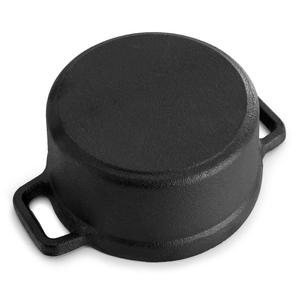 4 Piece Cast Iron 0.25 qt. 8 Ounce Mini Dutch Oven with Wood Tray - Hercitys