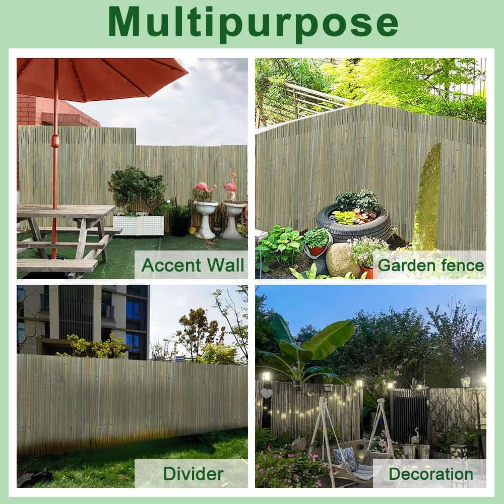 4 ft. x 16.4 ft. Bamboo Slat Garden Fence Natural - Hercitys