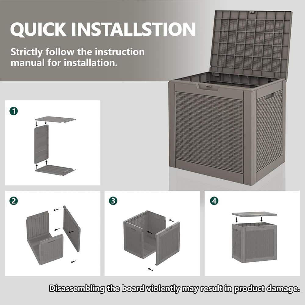 31 Gal. Grey Resin Waterproof and UV Resistant Deck Box - Hercitys